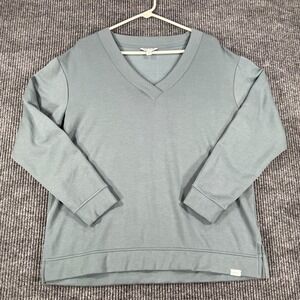 Orvis Sweater Mens Large Gray Long Sleeve‎ Fleece V Neck Shirt Soft Sharp